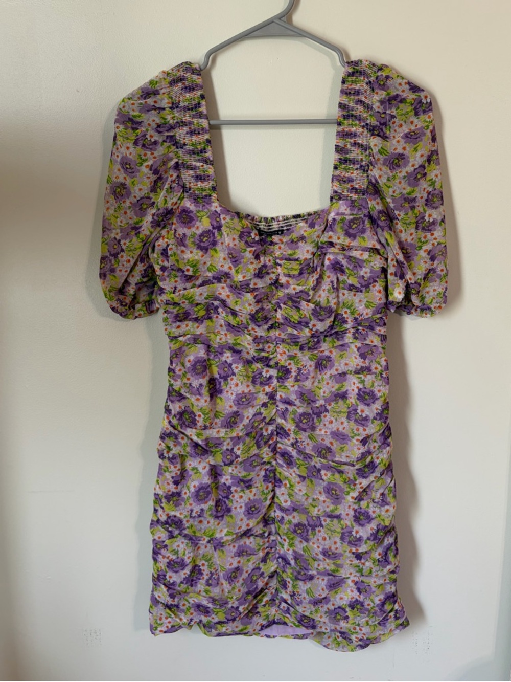 Zara Floral Ruched Mini Dress - Picture 3 of 5